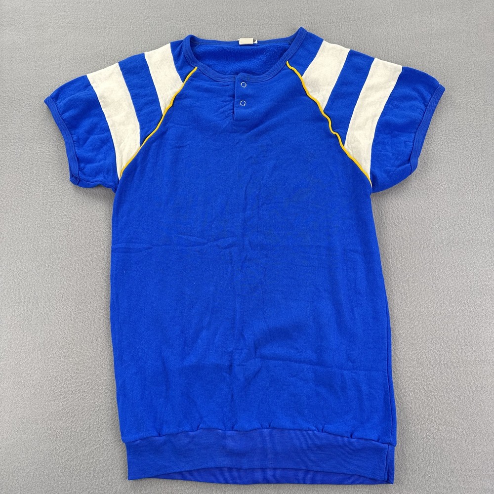 Vintage Probe Shirt Mens Extra Large Blue White Striped Raglan Made USA 70s 80s