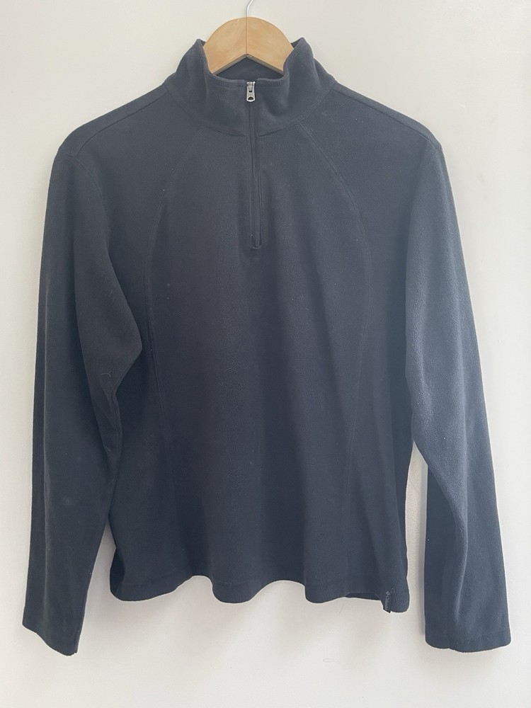 Columbia Womens Solid Black Cozy Fleece 1/4 Zip Mock Neck Long Sleeve Pullover L
