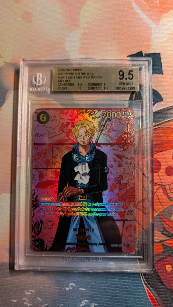 ENGLISH One Piece Card Game Carrying on His Will Sabo RED MANGA ART SEC BGS 9.5