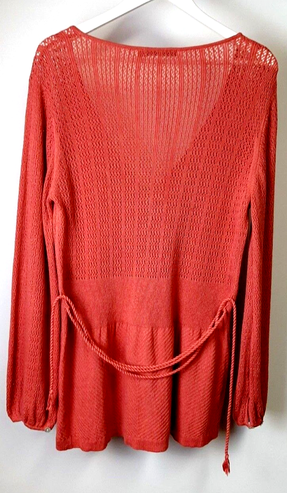 Gudrun Sjoden Cardigan linen cotton blend knit women's XL sweater with belt 25