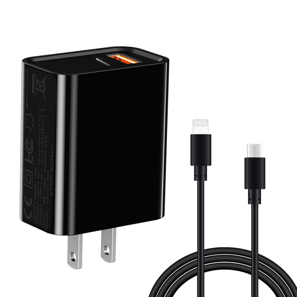 Fast Charge 2-Port Wall Charger with Cable for iPhone SE 8 7 6 iPad 9 8