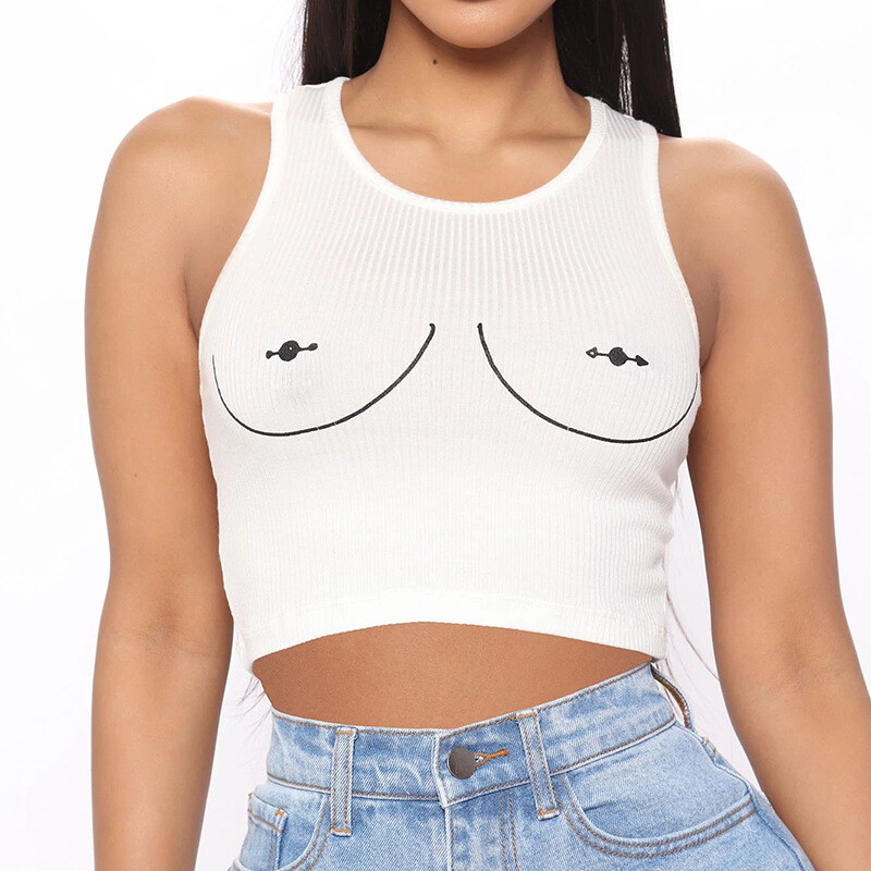 Women’s Summer Printed Sleeveless Round Neck Casual T-shirt Vest Top