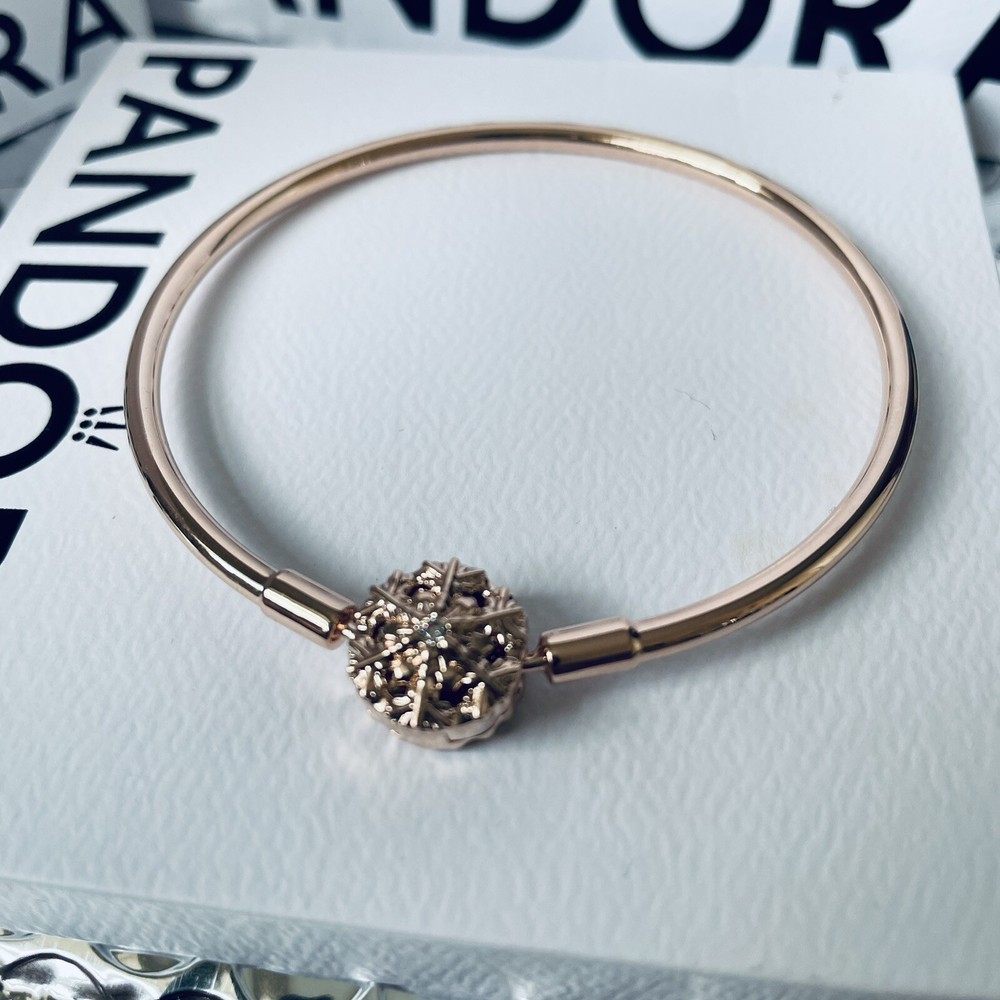 NEW ™Pandora Snowflake Rose Gold Bangle 16-21cm Discontinued S925 gold-plated