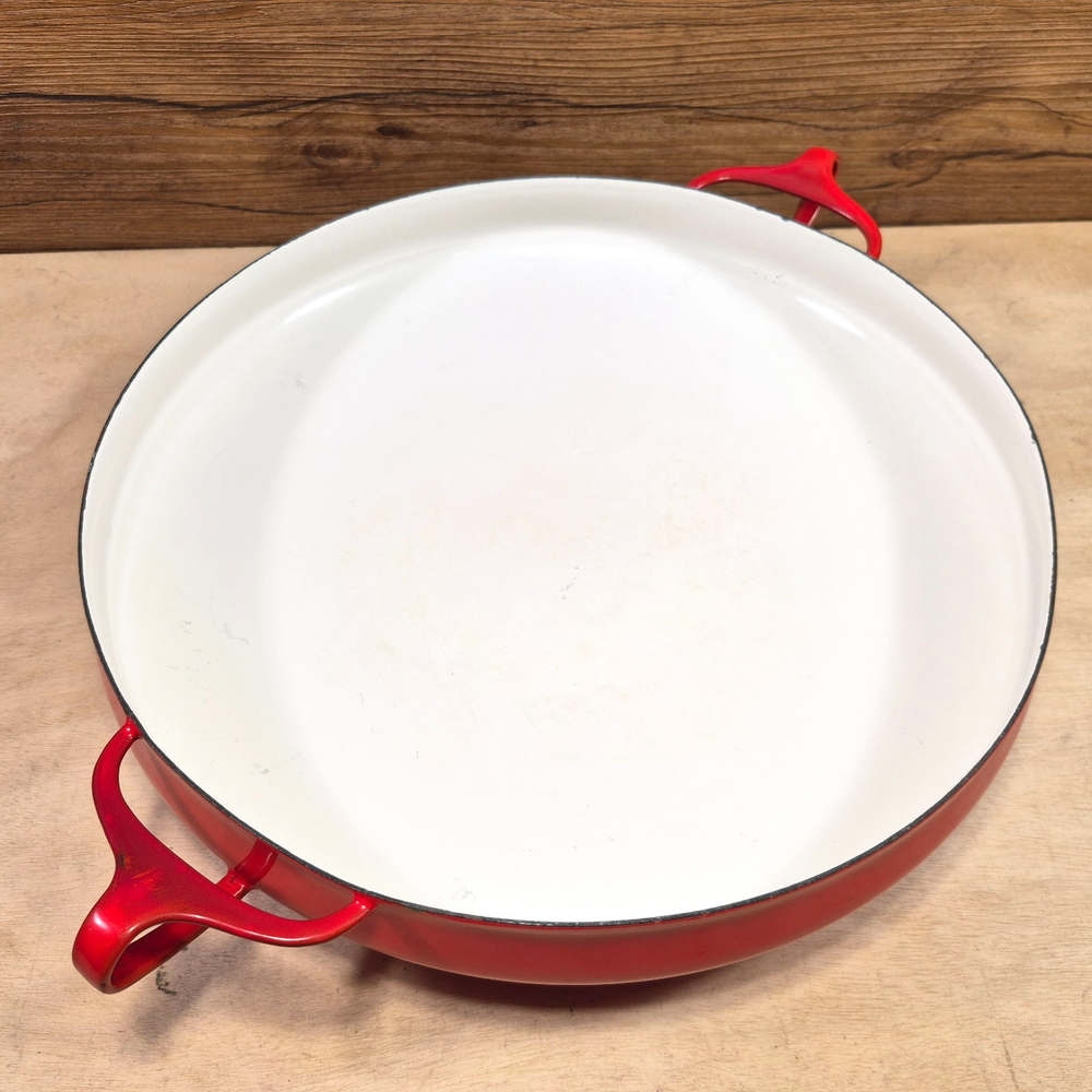 Vintage DANSK Denmark Quistgaard LARGE 13” Kobenstyle Red Enamel PAELLA Pan Dish