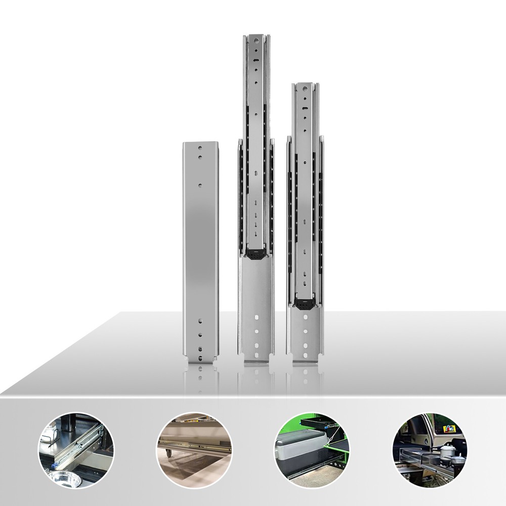 56-Inch Heavy-Duty Galvanized Silver Drawer Slides for Smooth Durability