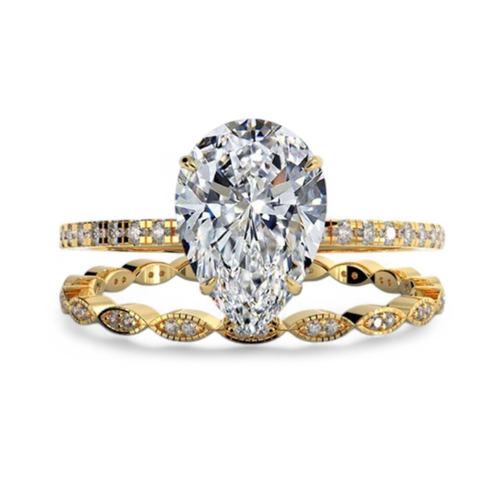 Lab Created IGI Engagement Ring in 14k Yellow Gold and Diamond...