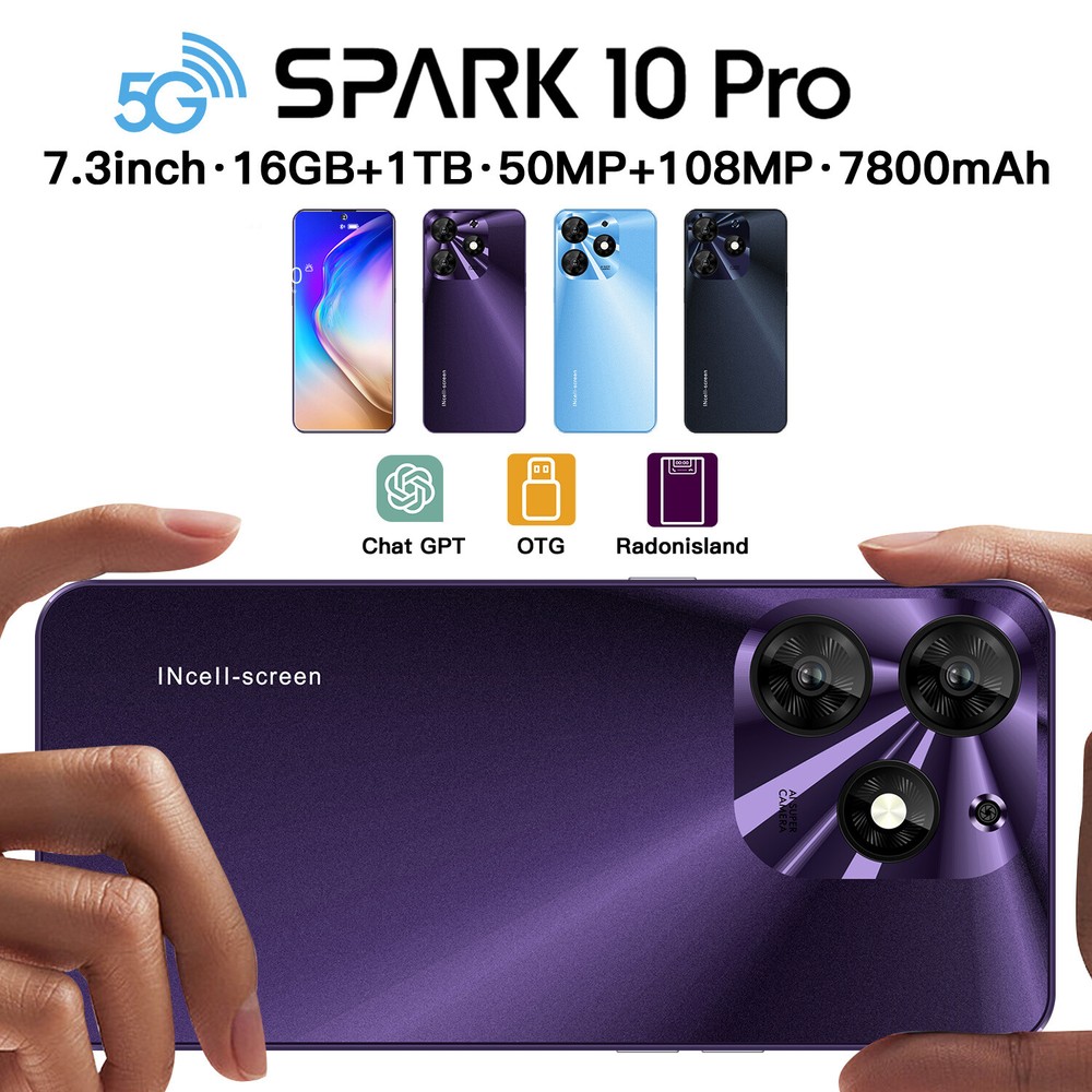 Global Version SPARK 10 PRO Android 5G Smartphone 7.3