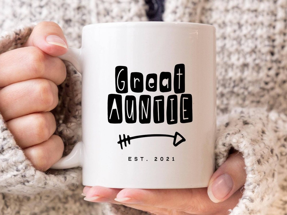Great Auntie Est 2021 Coffee Mug Pregnancy Announcement Coffee Mug Custom Gift