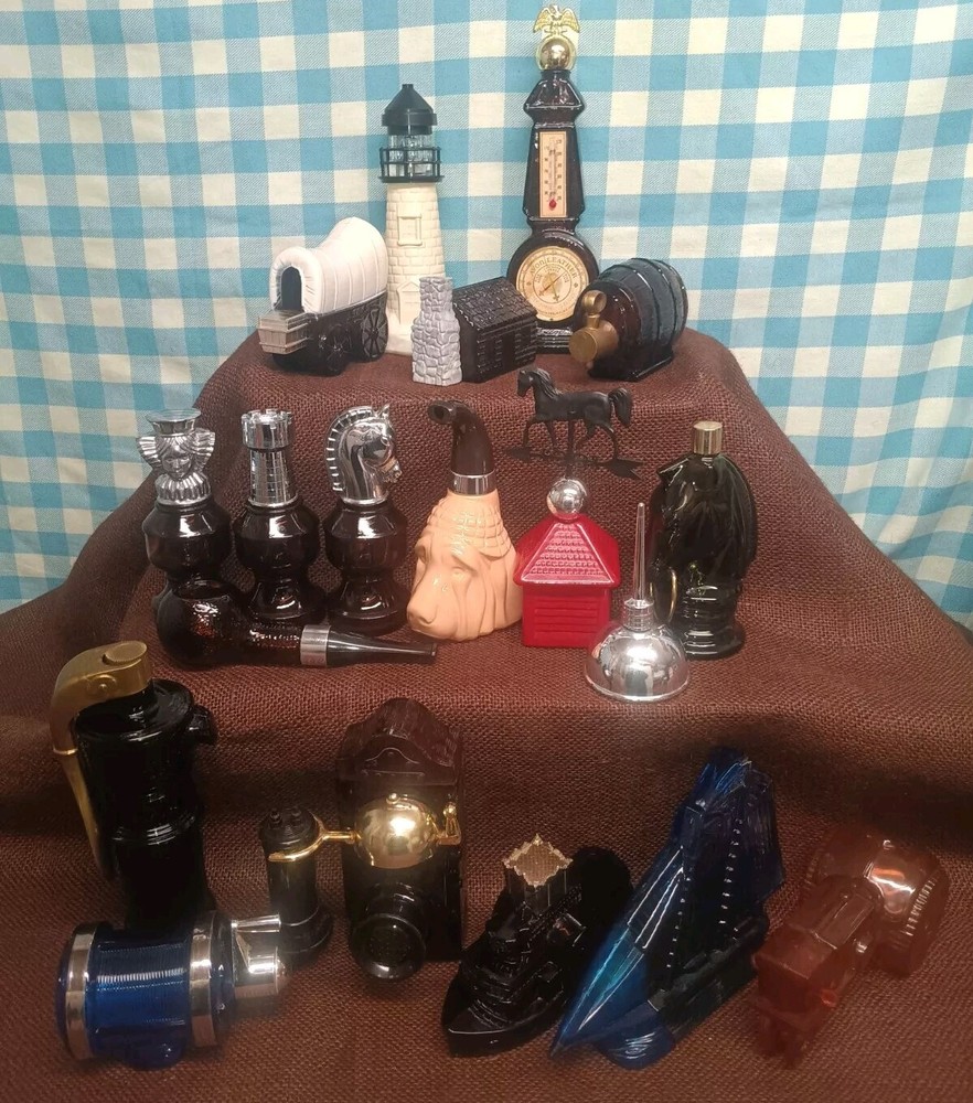 Lot Of 25 Mostly Empty Avon After Shave Bottles - Man Cave Cars Boats Horse Pipe
