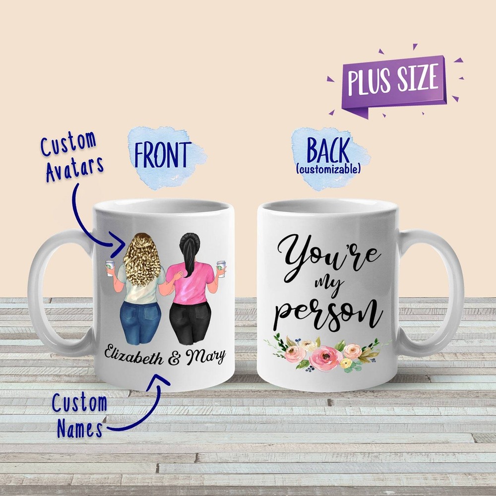 Plus Size Girls Custom Best Friend Mug Personalized Best Friend Gift Custom