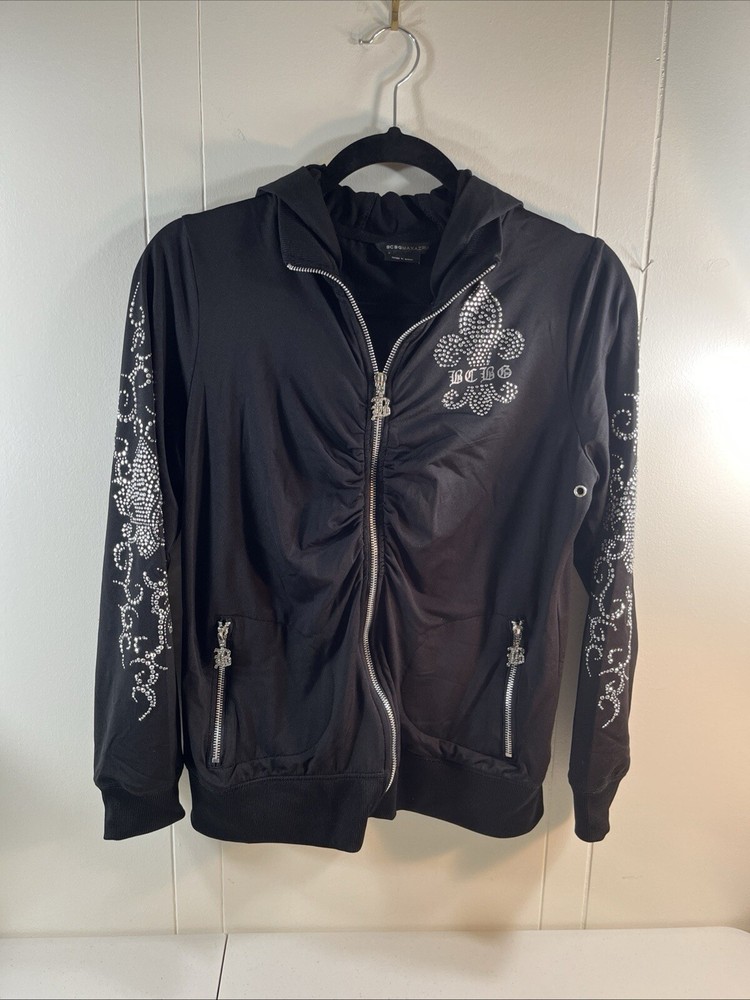 BCBG Maxazria Hooded Jacket, Large, Zippered Pockets,
