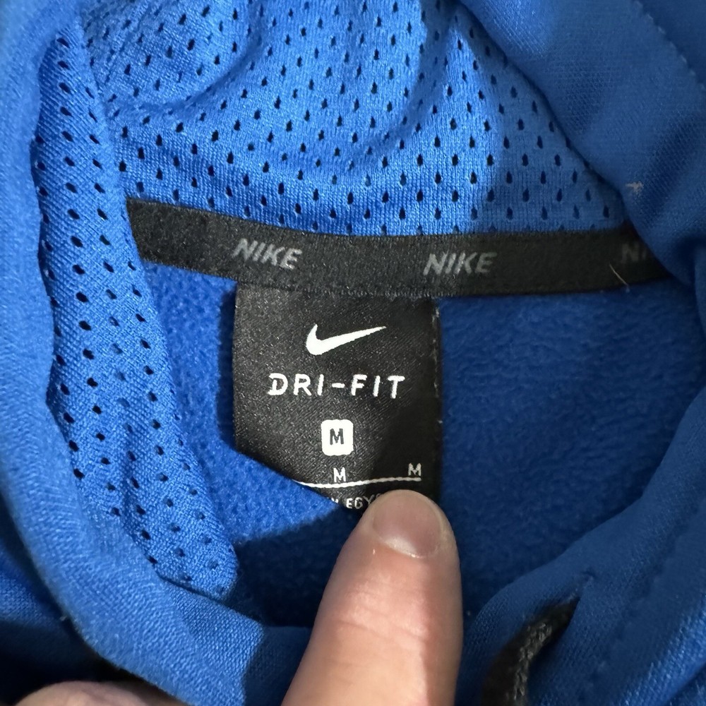 Nike Hoodie Medium Adult Blue Dri Fit Pullover Sweatshirt Big Swoosh Logo Mens M