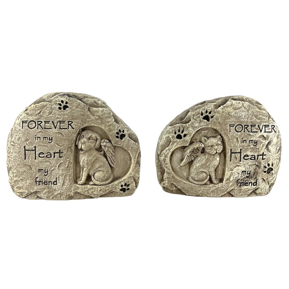 Pet Memorial Garden Stone - Forever in My Heart Set