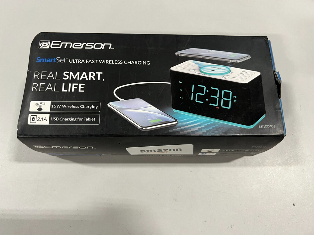 Emerson SmartSet Dual Alarm Clock Radio Bluetooth Speaker Charging Station USB
