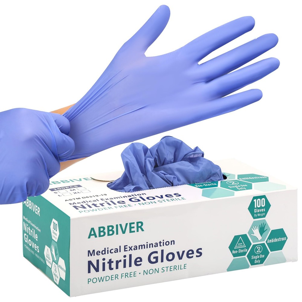 Powder Free Disposable Gloves -100 Pack 3.6Mil- Purple Vinyl Medical Exam Glo...