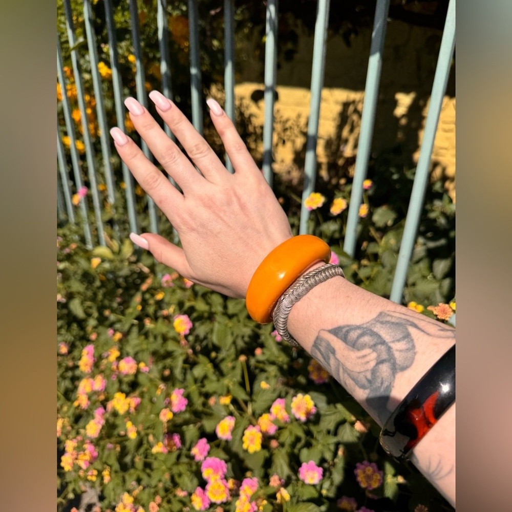 40s Vintage Orange Bakelite Cuff