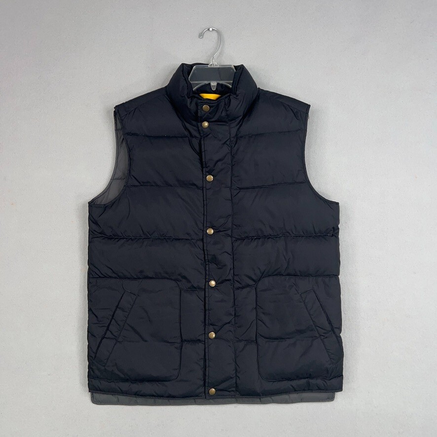 Men's Medium Black Puffer Down Vest by Lands End - Snap Front Warmth