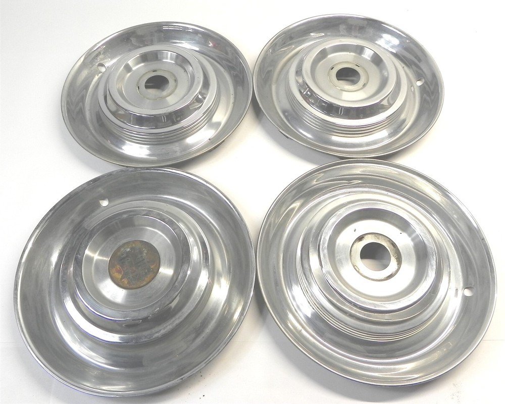 1954 1955 CADILLAC 15 INCH HUB CAPS 4 INCLUDED OEM VINTAGE