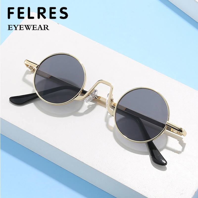 Retro Metal Round Sunglasses for Men Women UV400 Outdoor Travel Shade Glasses