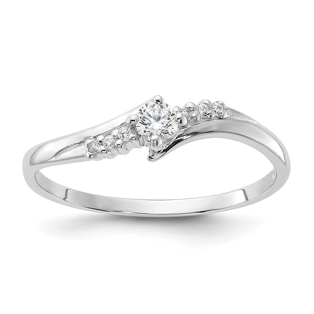 Sterling Silver Rhodium-plated and Cubic Zirconia Ring Size 8