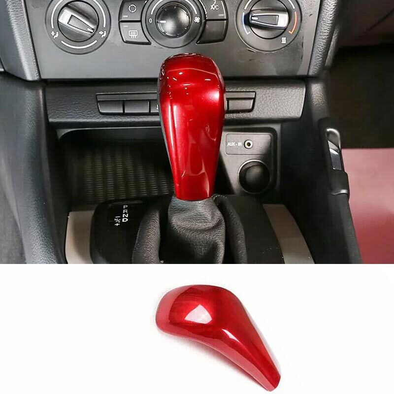 Car Central Console Gear Shift Knob For BMW X1 E84 2010-15 Bright Red Cover Trim