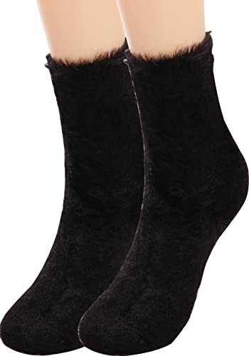 Womens Fuzzy Wool Boots Socks,Thick Knit Vintage Winter Warm Mixed Color 17