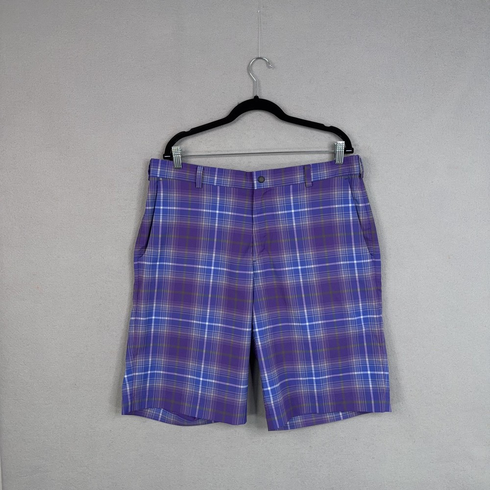 Nike Golf Shorts Mens 36 Purple Plaid Dri-FIT Tour Performance Stretch Tech