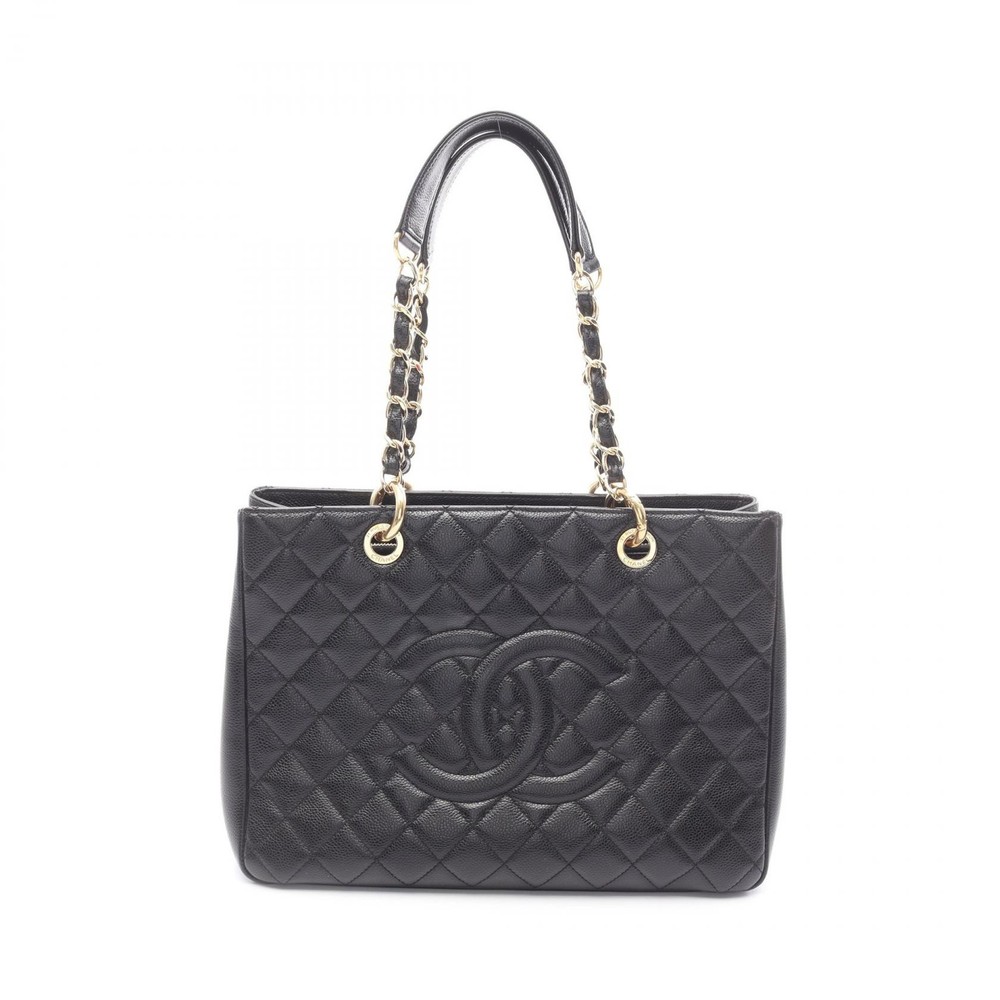CHANEL Matelasse GST Chain Tote Bag in Black Calfskin with Gold Hardware A50995