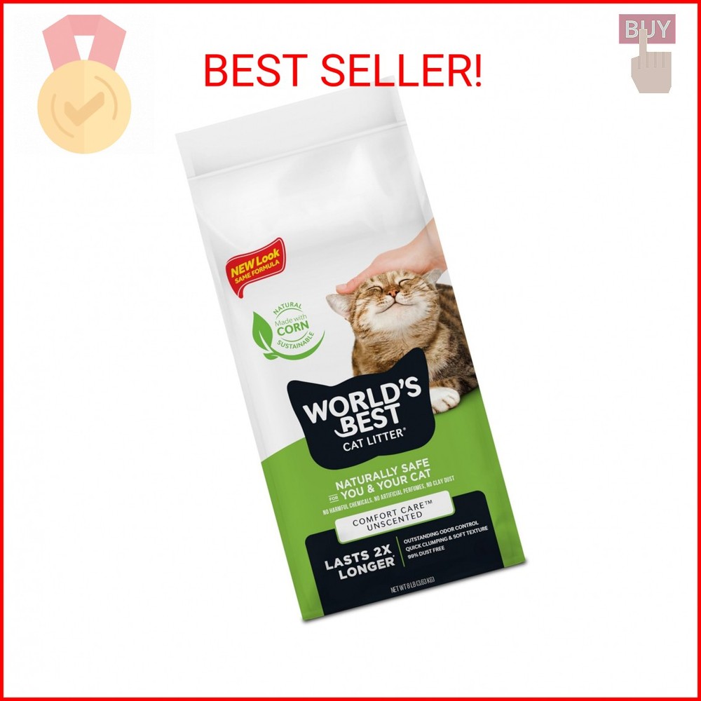 WORLD'S BEST CAT LITTER Comfort Care Unscented, 8-Pounds - Natural Ingredients,