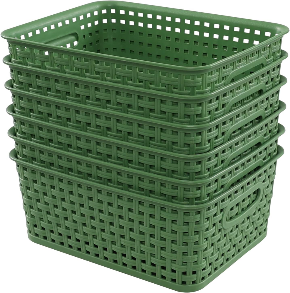 Plastic Woven Storage Baskets, 6 Packs