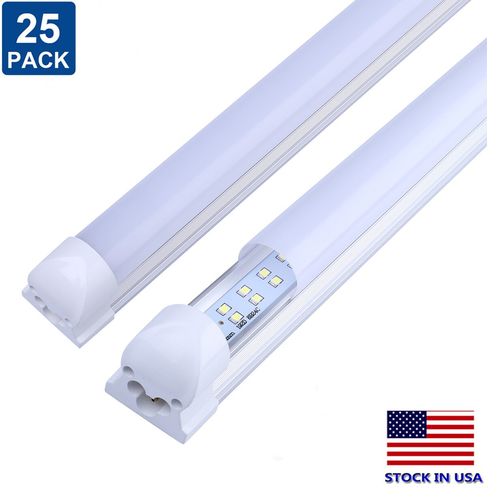 25Pack 8FT Led Shop Light 72W T8 Integrated Led Tube Light 8 Foot Fixture 6000K