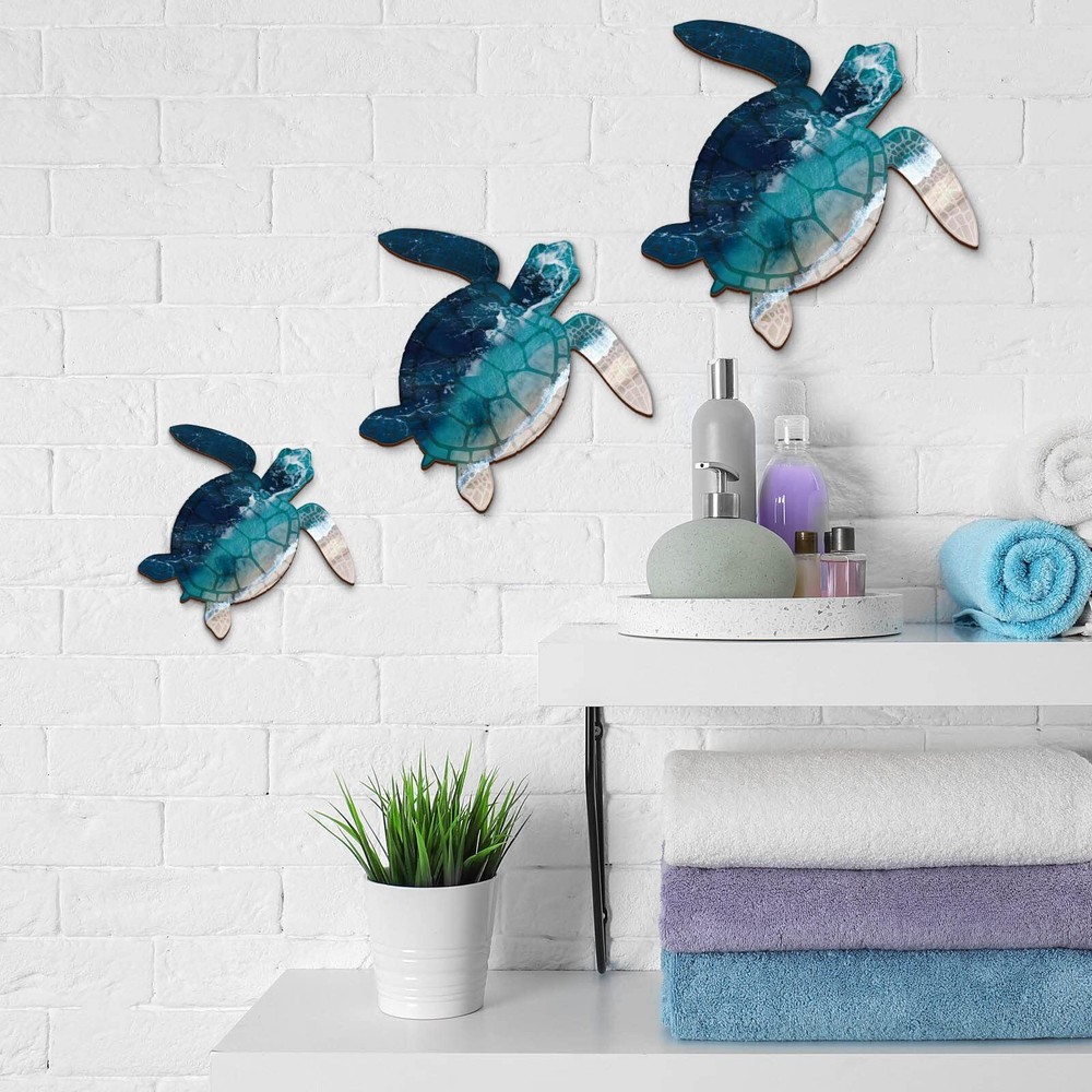 3 Sizes Wooden Sea Turtle Wall Decor Turtle Wall Art Beach Theme Art Decorati...