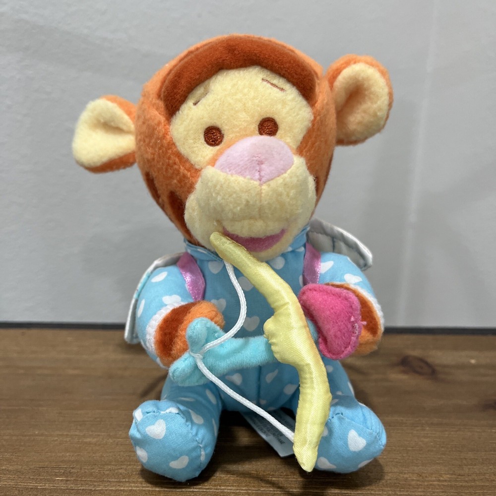 Fisher Price Disney Pooh Babies Cuddly Cupid Tigger Plush 5” Valentines Day-image