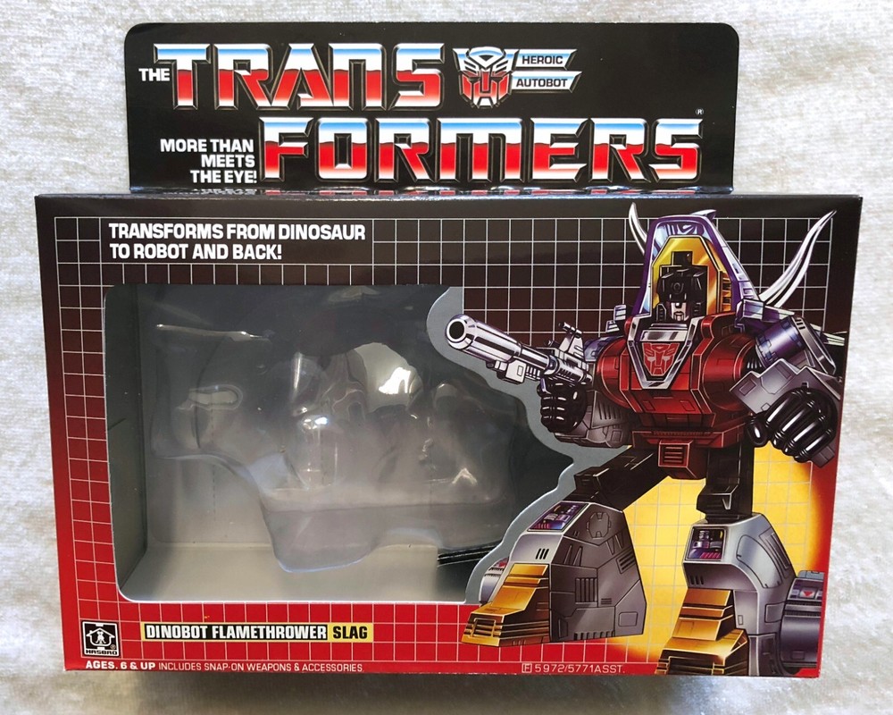 Rare G1 Dinobot Slag Autobot Slug with Box, Insert, Bubbles & Manual