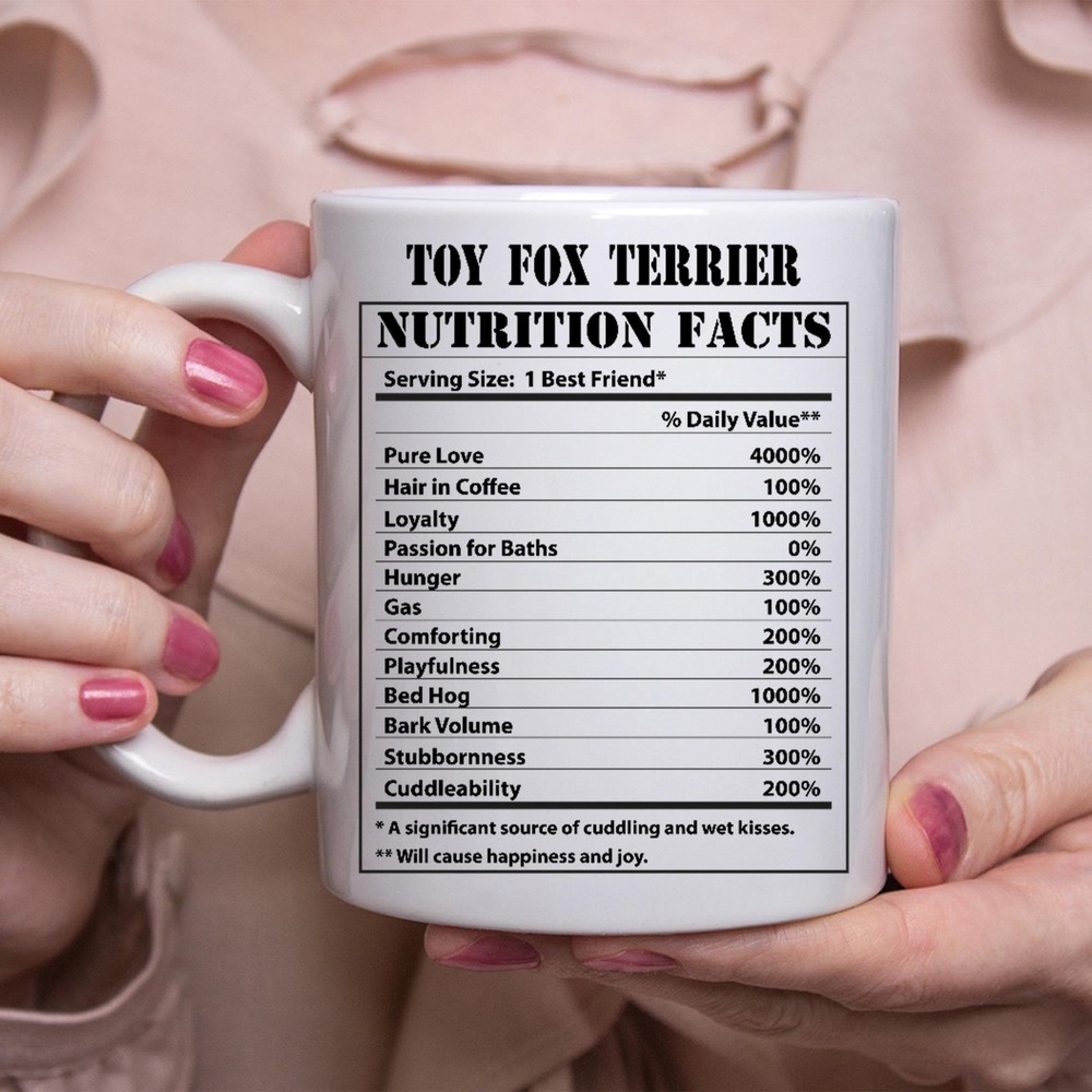 Funny Toy Fox Terrier Coffee Mug with Nutritional Facts Design