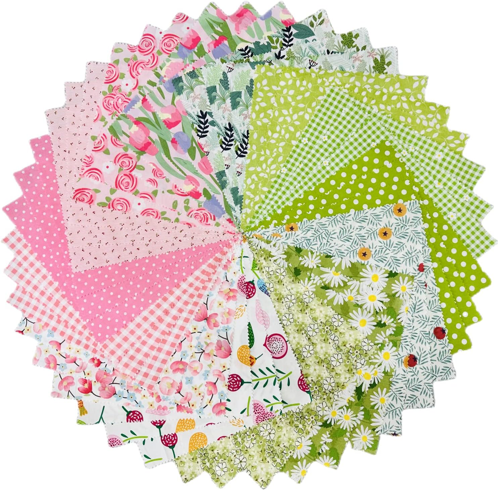 Spring Floral Squares 10X10, Layer Cake Fabric for Quilting - 10 Inch Precuts (4