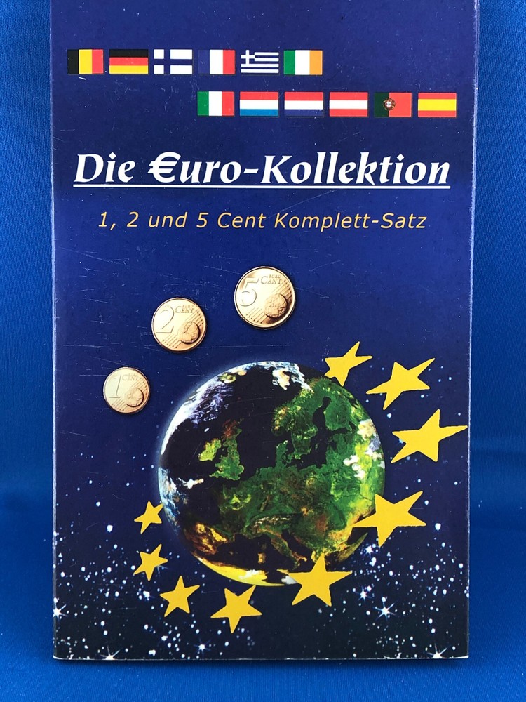 THE EURO COLLECTION with 1,2 and 5 CENTS of 12 Countries in FOLDER   (K9)