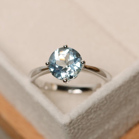 2.00 Ct Natural Aquamarine Diamond Engagement Proposal Ring 14K Solid White Gold