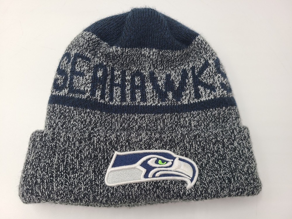 Seattle Seahawks New Era Beanie Winter Knit Hat Stocking Cap Men NFL Gray Blue