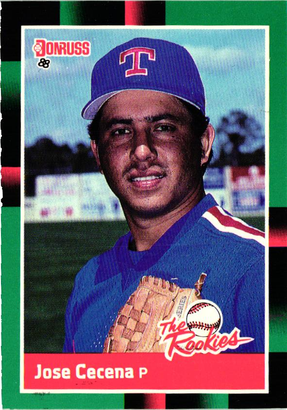 1988 Donruss The Rookies Jose Cecena RC #6 Texas Rangers Baseball Card