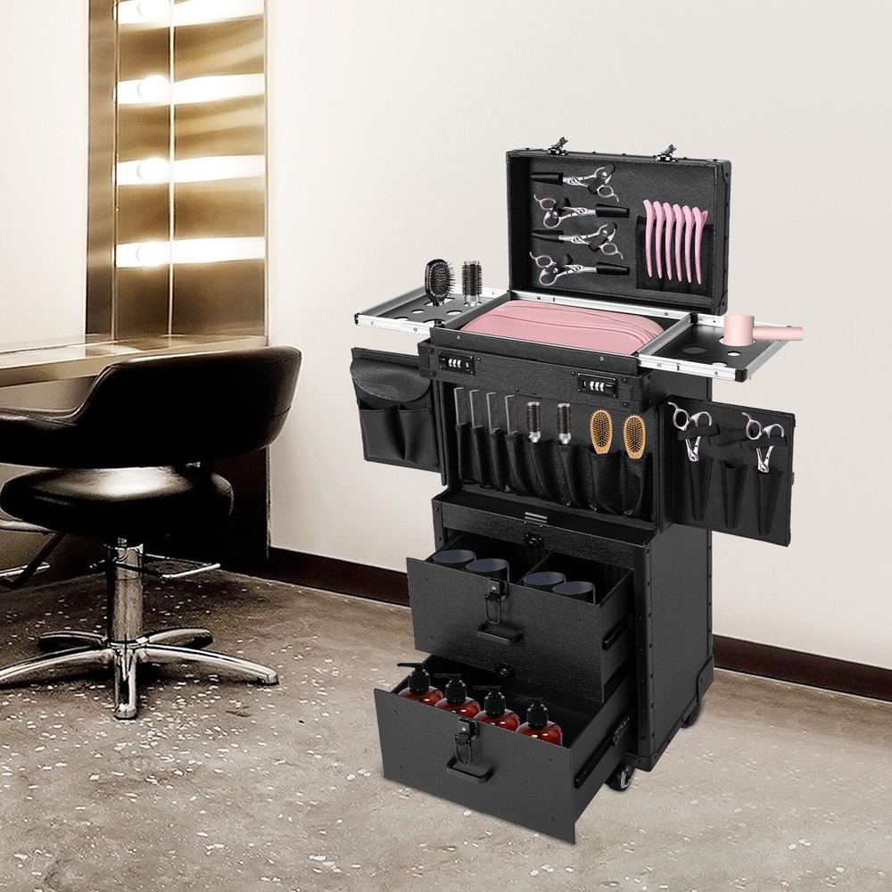 Portable Rolling Makeup Case Cosmetic Storage Trolley Organizer