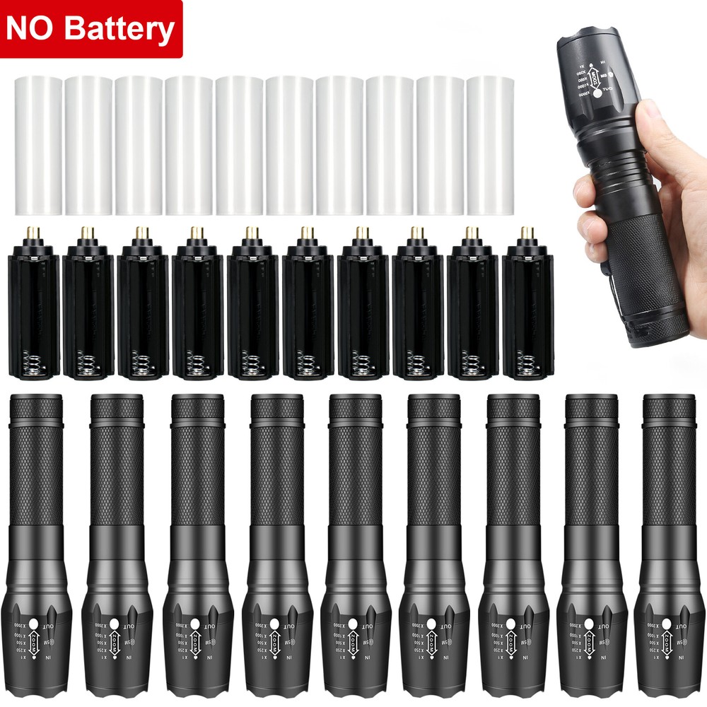 10 Pack Super Bright LED Flashlight Zoomable Working Light LED Torch Zoom AAA