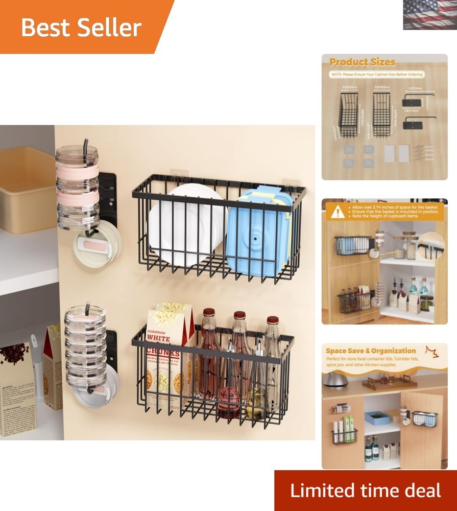Modern 4-Pack Adhesive Cabinet Organizer for Kitchen & Bathroom Storage