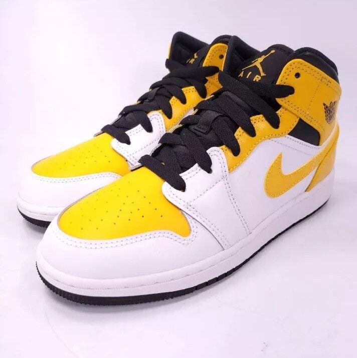 Nike Air Jordan 1 Basketball 5Y Mid GS University Gold Black White 554725-170