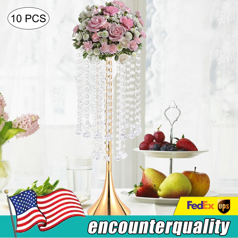10x Gold Flower Vases Trumpet Tall Vase Wedding Centerpieces Party Table Decor