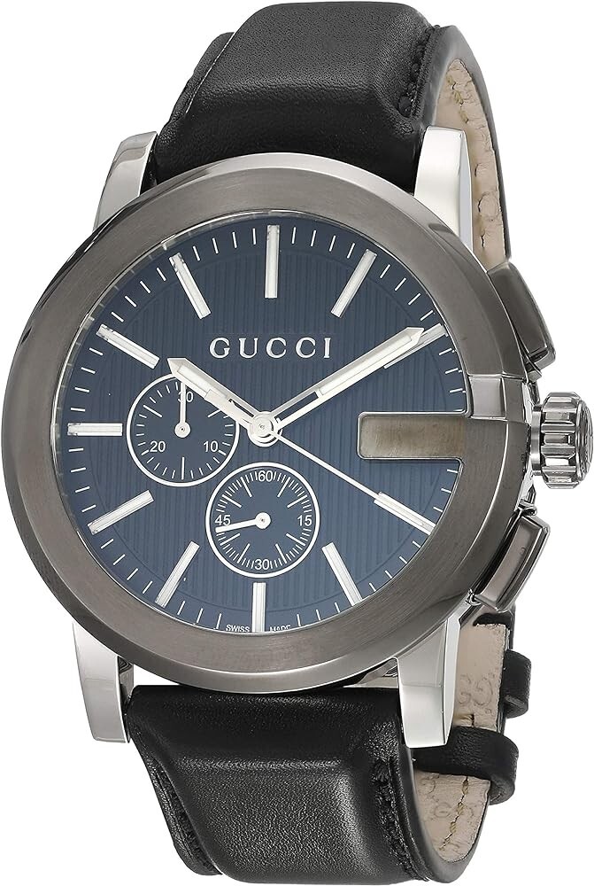 Gucci G-Chrono Mens Chronograph Leather Strap Watch YA101205 - $1820 MSRP
