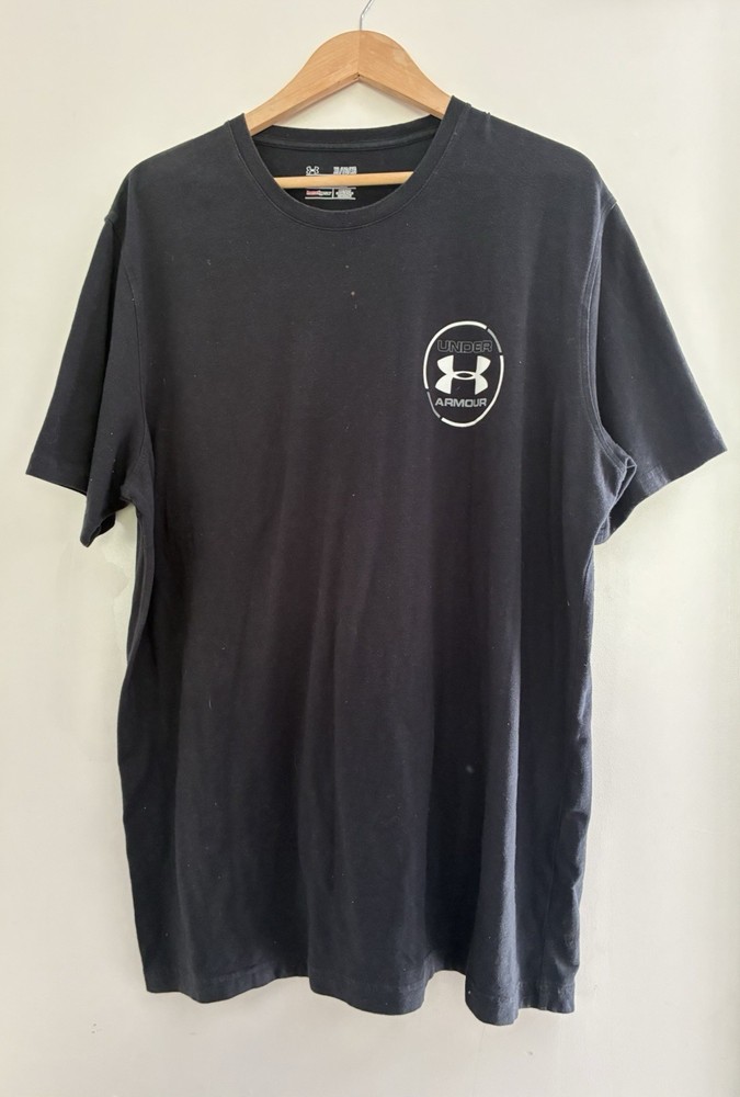 Under Armour HeatGear Men's Logo Loose Fit Crewneck Short Sleeve Shirt Black XL