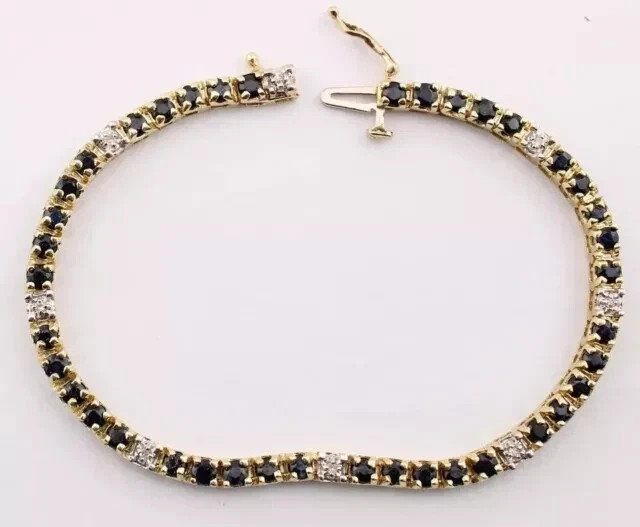 8Ct Round Lab-Created Black Diamond Tennis Bracelet 14K Yellow Gold Plated 7 Inch