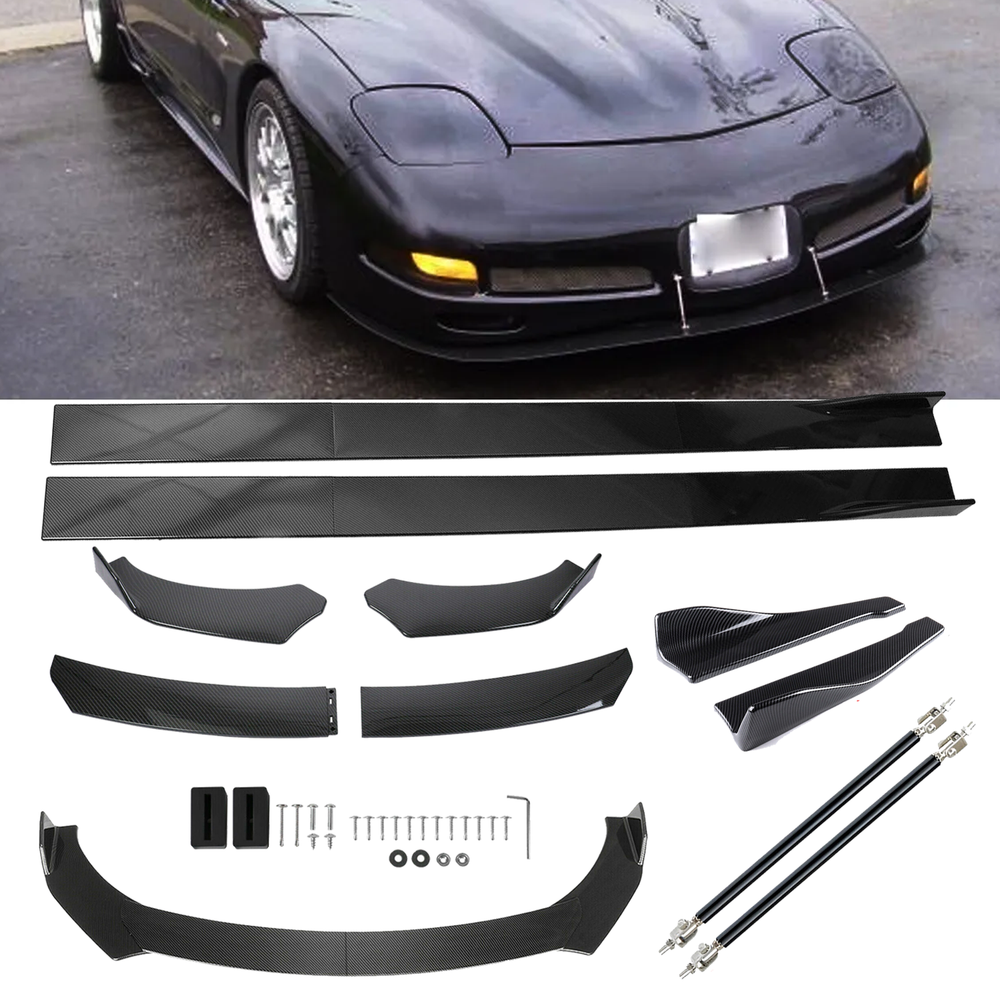 Front Lip Chin Bumper Side Skirt For Chevrolet Corvette C5 Carbon Fiber