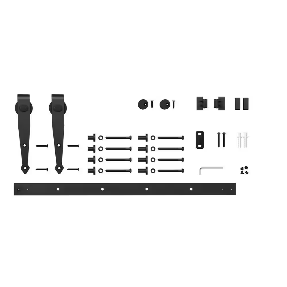 5ft Black Steel Sliding Barn Door Hardware Kit with Arrow Design